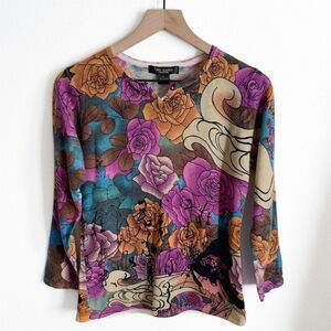 Mark Richards Collection Sweater Womens Large Floral Japanese Cashmere‎ Y2K Soft
